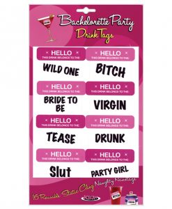 Bachelorette Party Drink Tags - 16 Reusable Naughty Name Tags