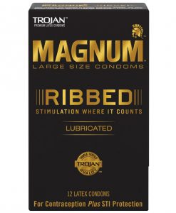 Trojan Magnum Ribbed Condoms - Box of 12