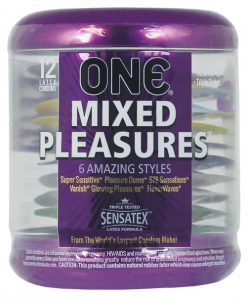 One Mixed Pleasures Condoms - Jar of 12