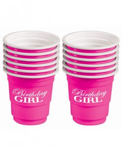 Birthday Girl Plastic Shot Glasses - Pink Set of 12
