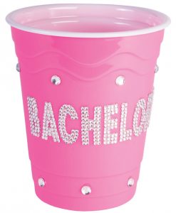 Bachelorette Pink Plastic Cup w/Clear Stones - Pink