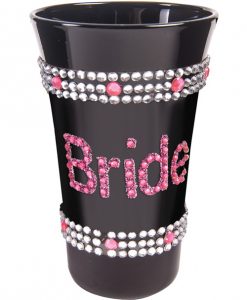 Bride Shot Glass w/Pink Stones - Black
