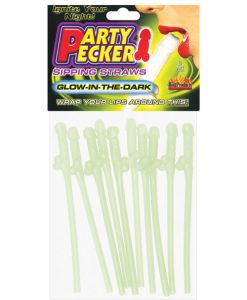 Party Pecker Sipping Straws - Glow-in-the-Dark Pack of 10