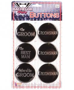 Bachelor Party Groom Buttons - Asst. Pack of 6