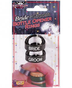 Bachelor Party Bride & Groom Bottle Opener Rings - Pack of 2
