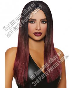 Long Straight Ombre Wig - Black/Burgundy