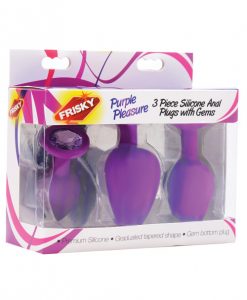 Frisky Pleasure 3pc Silicone Anal Plugs w/Gems - Purple