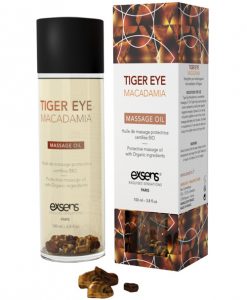 EXSENS of Paris Organic Massage Oil w/Stones - Tiger Eye Macadamia
