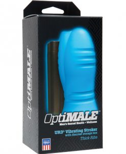 OptiMale Vibrating Stroker w/Thick Ribs - Blue