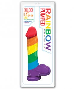 Rainbow Pumped Dildo w/Suction Cup & Balls