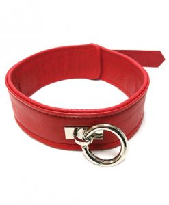 Rouge Plain Leather Collar - Red