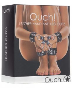 Shots Ouch Leather Hand & Leg Cuffs - Black